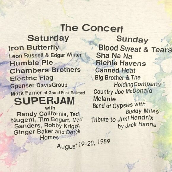 Woodstock Reunion Festival T Shirt Vintage 80s 1989 20 Years After Music Fest - Picture 5 of 8